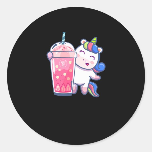 Bubble Tea Unicorn Gift Classic Round Sticker (Front)