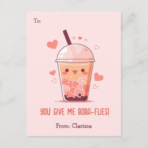 Bubble Tea Valentines Day Card Kids Funny Boba