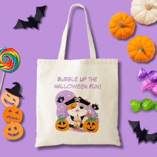 Bubble Tea with Pirate Kawaii Cat Halloween Fun Tote Bag