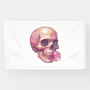 Bubble Trouble Skull – Funny Gum Skeleton Banner
