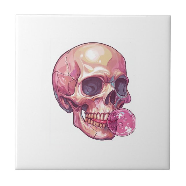 Bubble Trouble Skull � Funny Gum Skeleton Tile (Front)