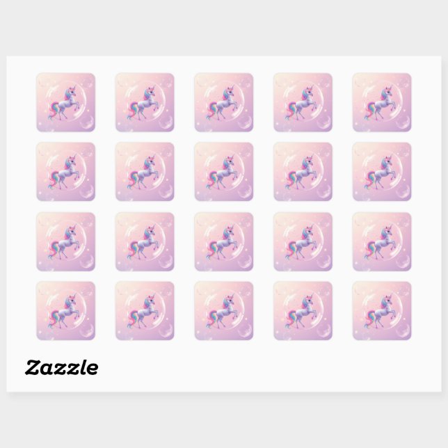 Bubble Unicorn Square Sticker (Sheet)