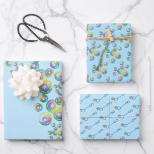 Bubble Wand Iridescent Rainbow Soap Bubbles Wrapping Paper Sheet