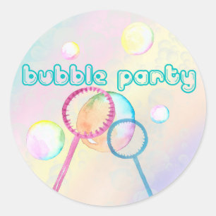 Bubble Watercolor Wand Kids Birthday Party Classic Round Sticker