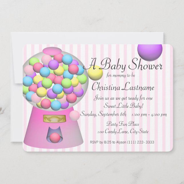 Bubblegum Baby Shower Invitation (Front)