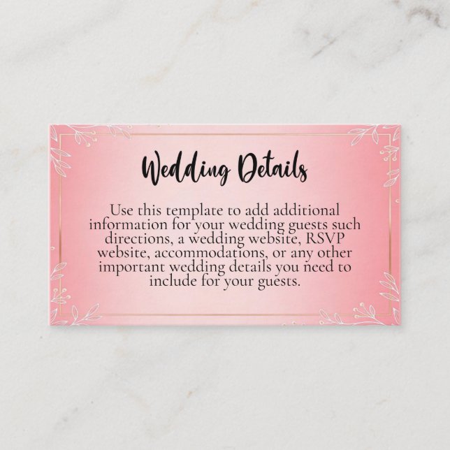 Bubblegum Blush Wedding Enclosure Cards (Front)