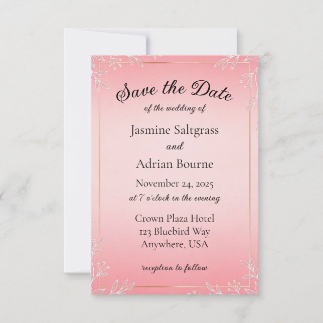 Bubblegum Blush Wedding  Save The Date (Front)