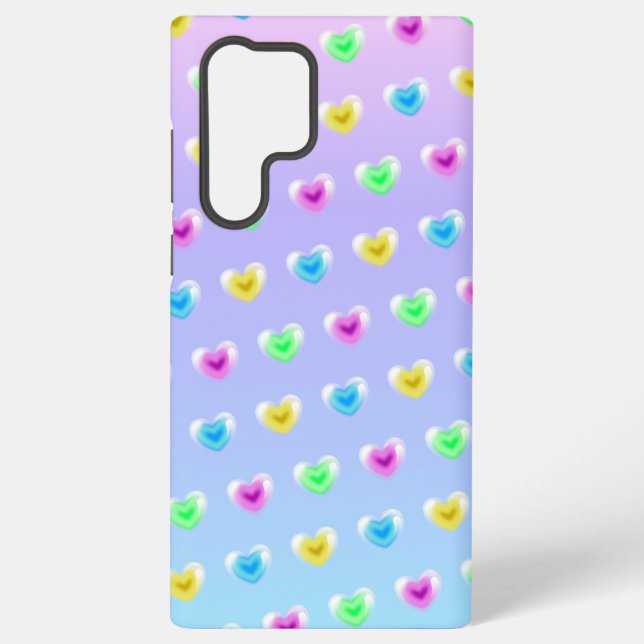 Bubblegum Colourful Glass Heart Balloon Valentine Samsung Galaxy S22 Ultra Case (Back)