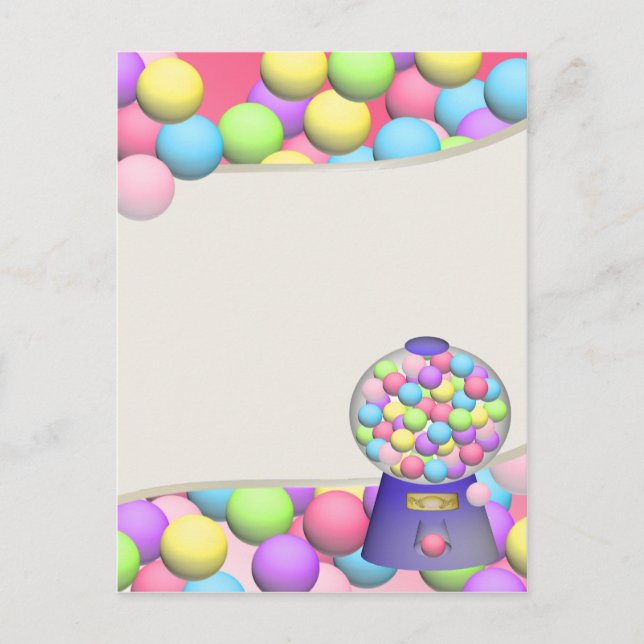 Bubblegum Gumballs and Machine Postcard (Front)