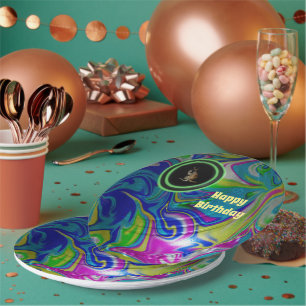 Bubblegum Lawn Bowl, Round Birthday Paper Plates