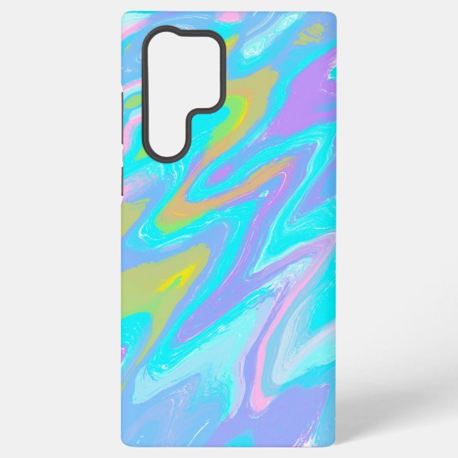 Bubblegum Marble Texture Liquid Paint Mixture Samsung Galaxy S22 Ultra Case (Back)