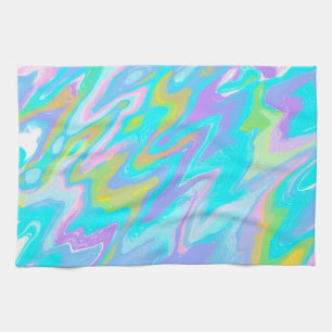 Bubblegum Marble Texture Liquid Paint Mixture Tea Towel
