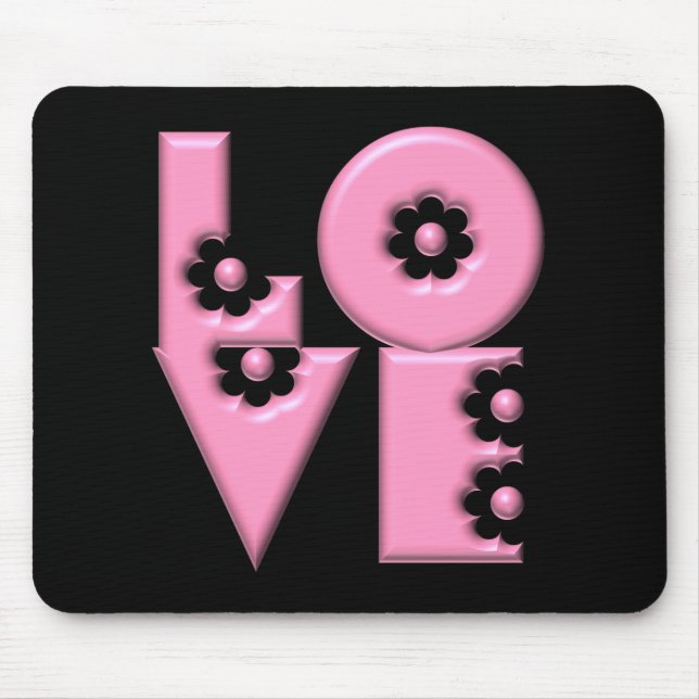 Bubblegum Pink 3D LOVE Square Mouse Mat (Front)