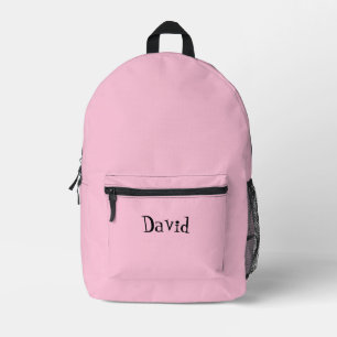Bubblegum Pink and Black Personalised Name Printed Backpack