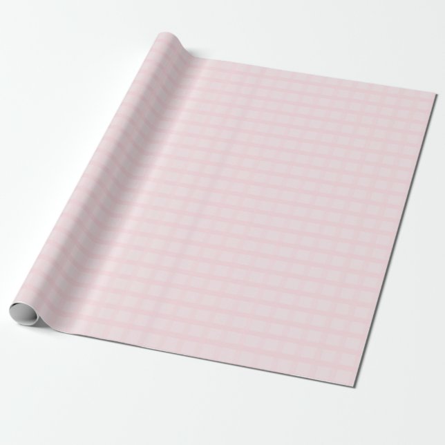 Bubblegum Pink And Lavender Blush Gingham Pattern Wrapping Paper (Unrolled)