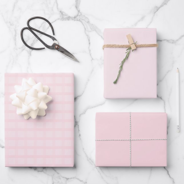 Bubblegum Pink And Lavender Blush Gingham Pattern Wrapping Paper Sheet (Front)