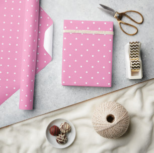 Bubblegum Pink and White Polka Dots Pattern Wrapping Paper