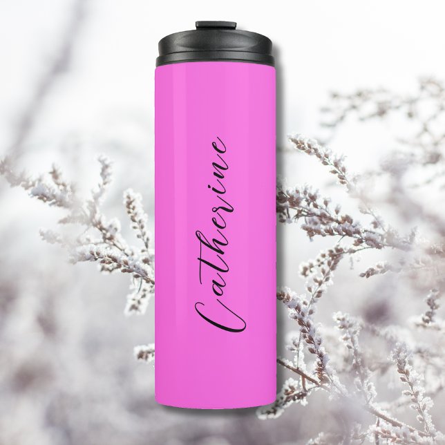 Bubblegum Pink Black Elegant Minimal Customised Thermal Tumbler (Creator Uploaded)
