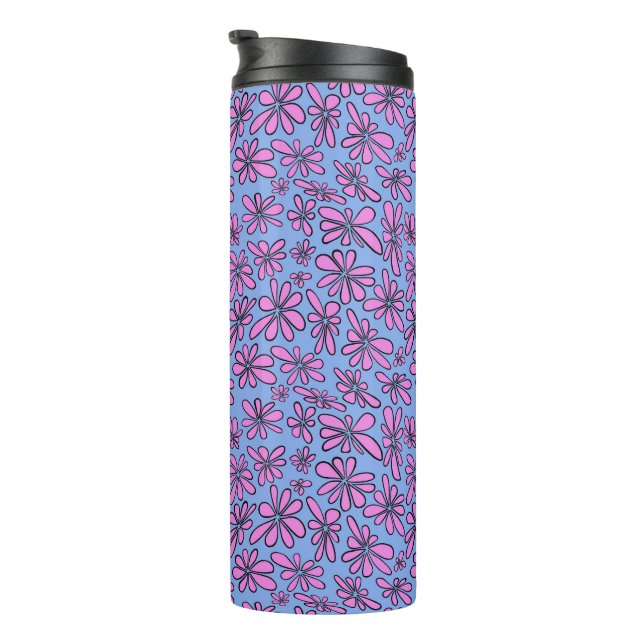 Bubblegum pink free spirit floral small scale thermal tumbler (Rotated Right)