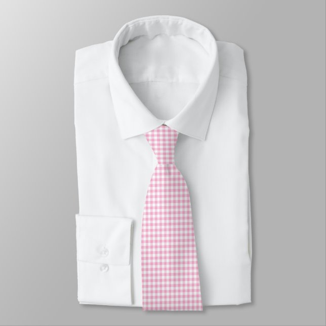 Bubblegum Pink Gingham Tie (Tied)
