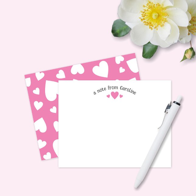 Bubblegum Pink Hearts Cute Girly Note Card (Creator Uploaded)