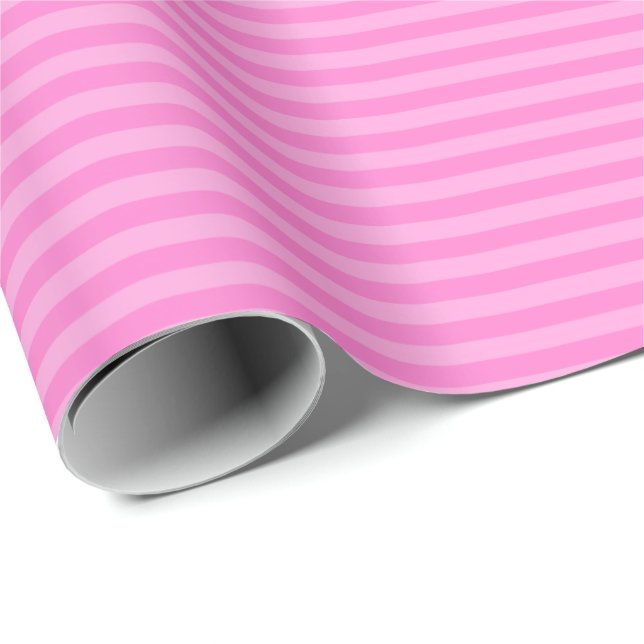 Bubblegum Pink Monochromatic Stripe Wrapping Paper (Roll Corner)