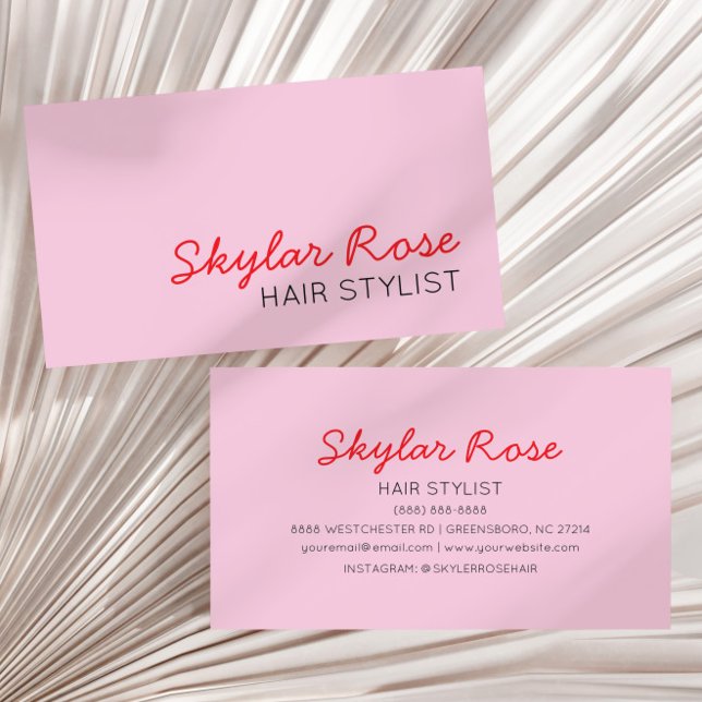 Bubblegum Pink Red Girly Cute Business Card (Creator Uploaded)