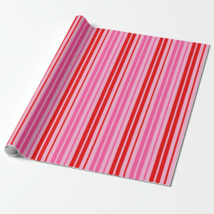 Bubblegum Pink Red Vertical Stripes Design   Wrapping Paper
