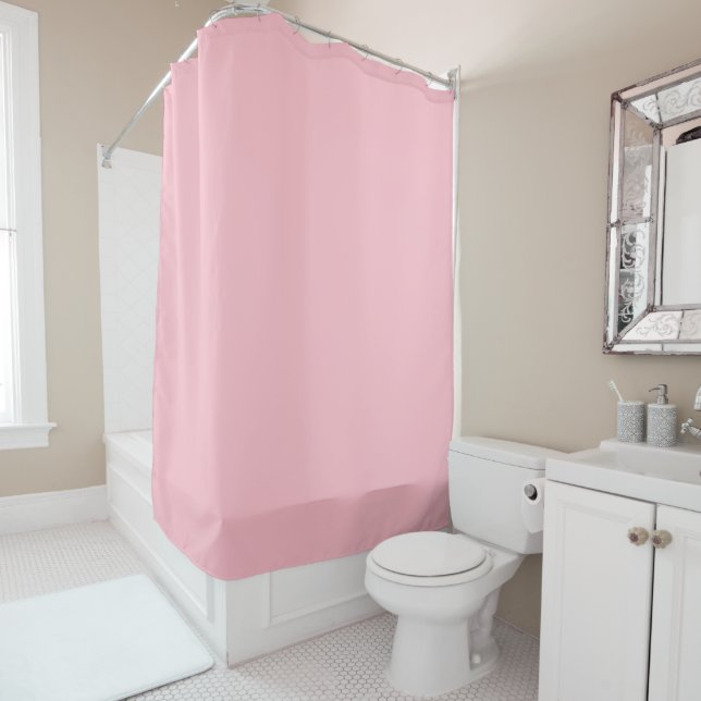 Bubblegum Pink Solid Colour Shower Curtain (In Situ)