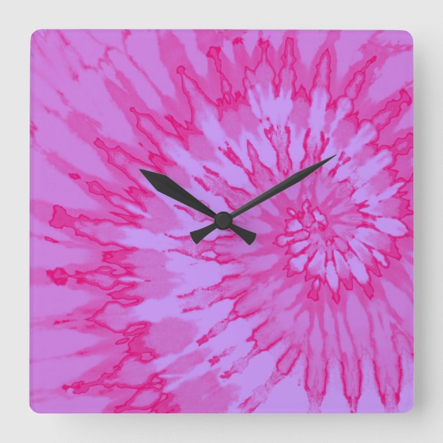 Bubblegum Pink Spiral Tie Dye Clock (Front)