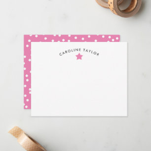Bubblegum Pink Star & Dots Cute Girly Card