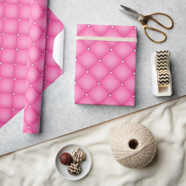 Bubblegum Pink Tufted Pattern for Glam Party Wrapping Paper (Crafts)