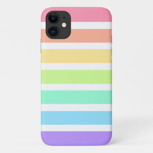 Bubblegum rainbow and white stripes iPhone 11 case