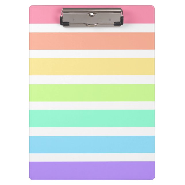 Bubblegum rainbow and white stripes clipboard (Front)