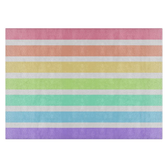 Bubblegum rainbow and white stripes cutting board (Front)