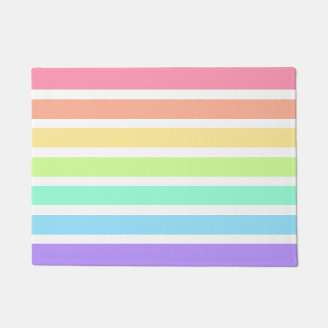 Bubblegum rainbow and white stripes doormat (Front)