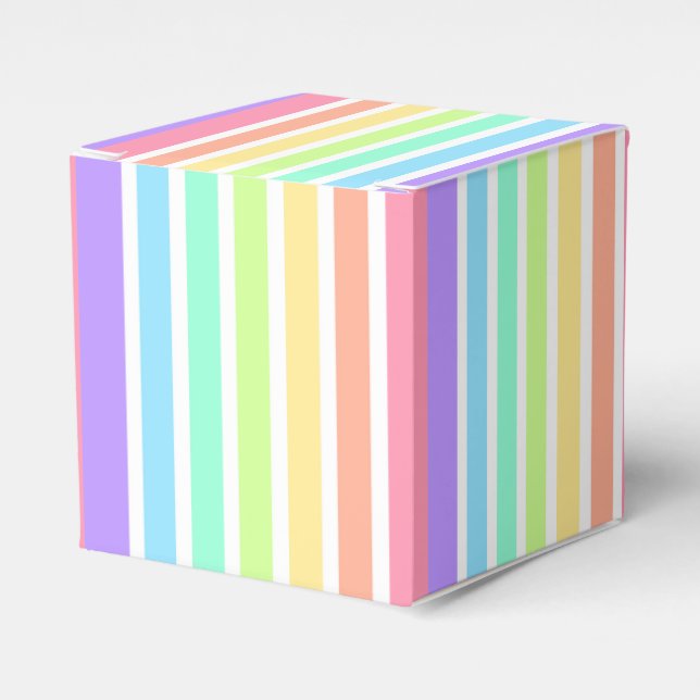 Bubblegum rainbow and white stripes favour box (Front Side)