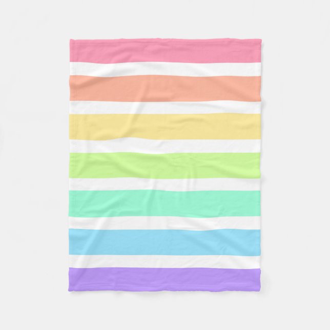 Bubblegum rainbow and white stripes fleece blanket (Front)