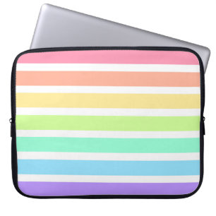 Bubblegum rainbow and white stripes laptop sleeve