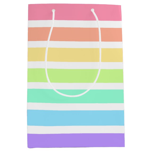 Bubblegum rainbow and white stripes medium gift bag (Front)
