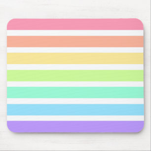 Bubblegum rainbow and white stripes mouse mat
