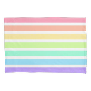 Bubblegum rainbow and white stripes pillowcase