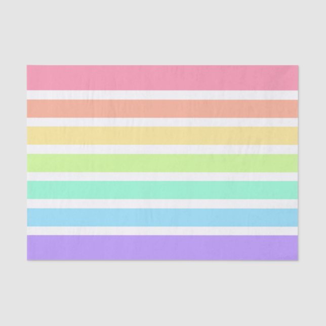Bubblegum rainbow and white stripes tissue paper (Front)