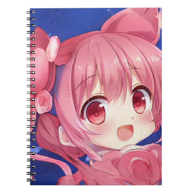 Bubblegum strawberry rose chibi anime girl manga  notebook (Front)
