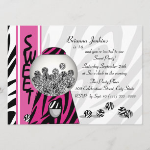 Bubblegum Stripes/ Pink Invitation