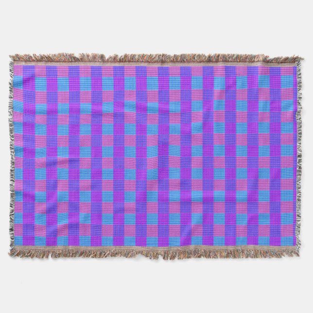 Bubblegum Tartan Print, Throw Blanket (Front)