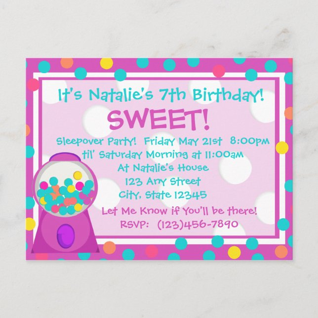 Bubblegum Treat Invitation (Front)