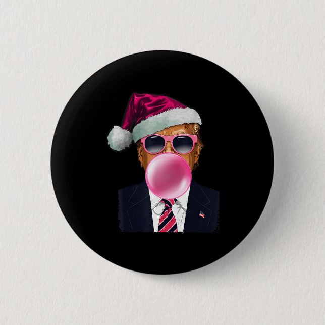 Bubblegum Trump Blowing Bubble Gum Christmas Nk Tr 6 Cm Round Badge (Front)