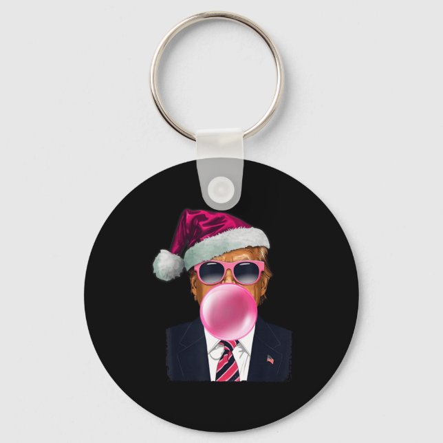 Bubblegum Trump Blowing Bubble Gum Christmas Nk Tr Key Ring (Front)