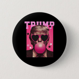 Bubblegum Trump Blowing Bubble Gum Christmas Pink 6 Cm Round Badge